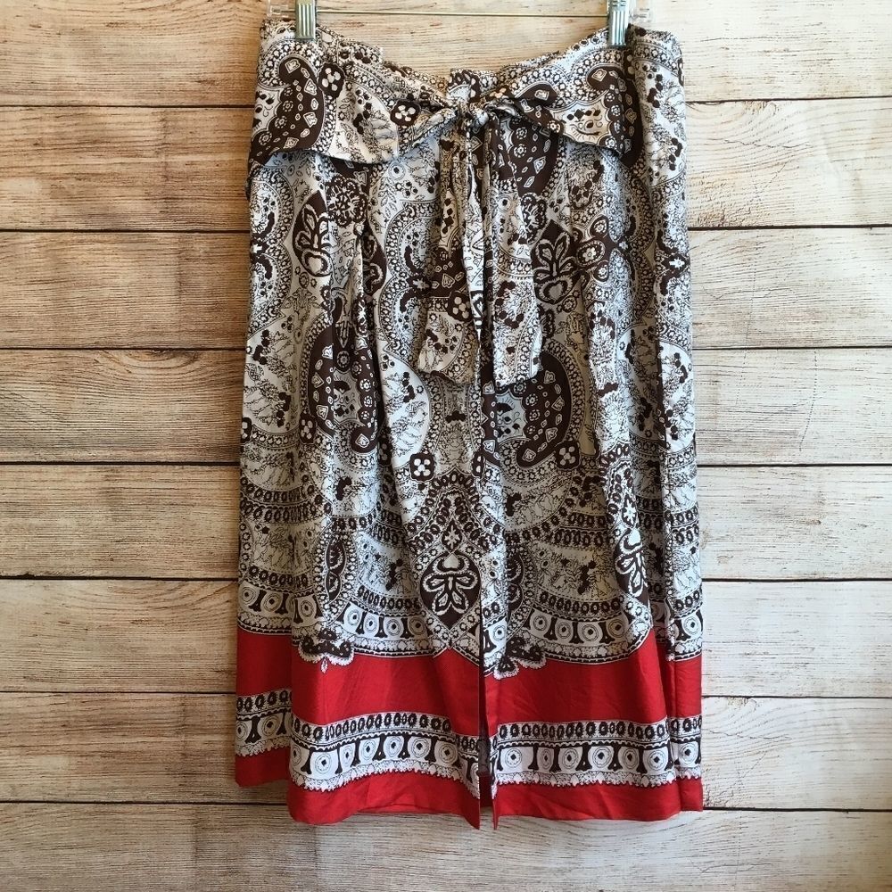 TALBOTS TIE FRONT SKIRT IN 100% SILK